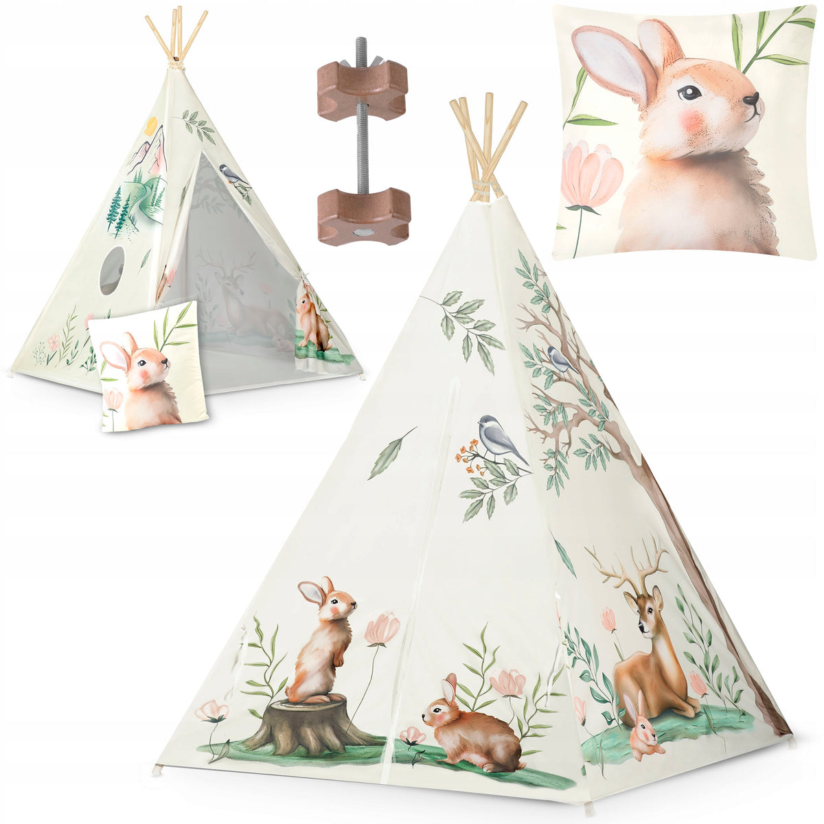 TIPI TENT FOR CHILDREN TEEPEE WIGWAM CUSHION FOREST STABILIZER ANIMALS