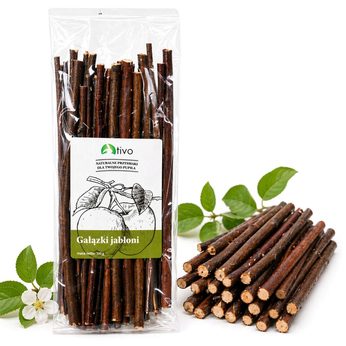 TIVO Apple Branches 100g - natural teether for your pet