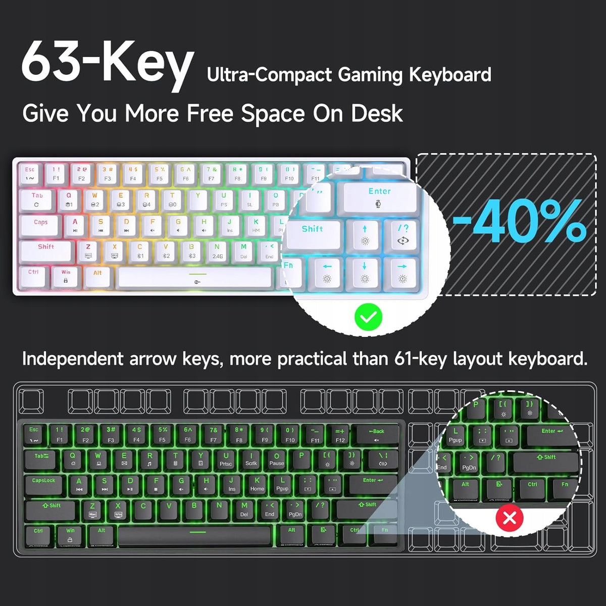 TMKB T63 Wireless Keyboard Mechanical RGB Packaging status original