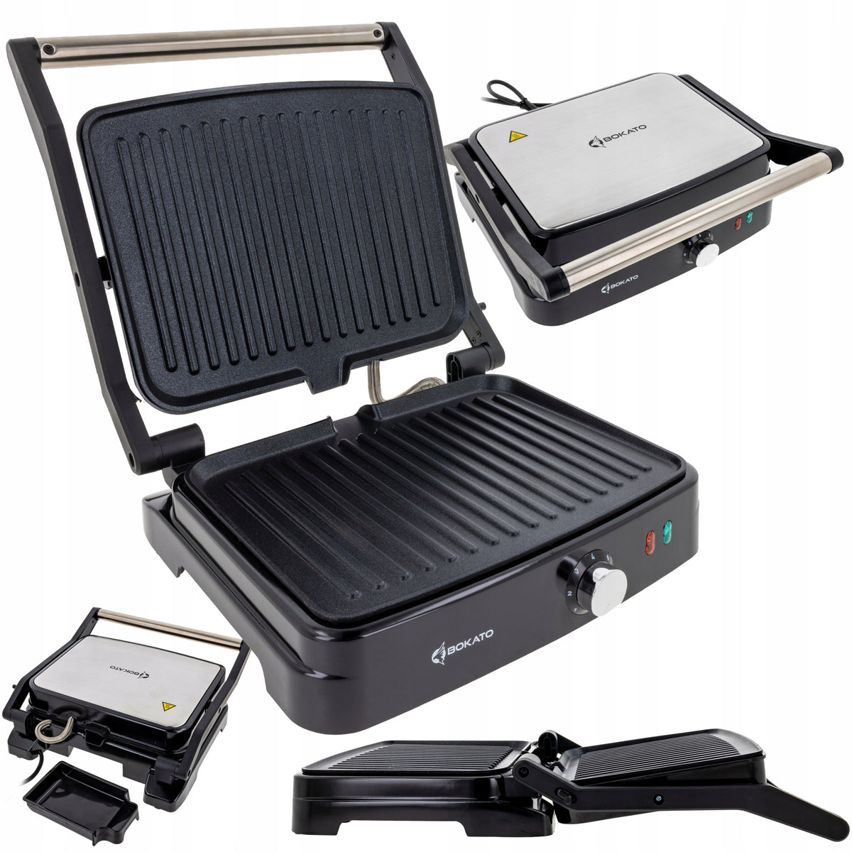 TOASTER ELECTRIC GRILL FOR PANINI MEAT FLAT FOLDING 2000W BOKATO