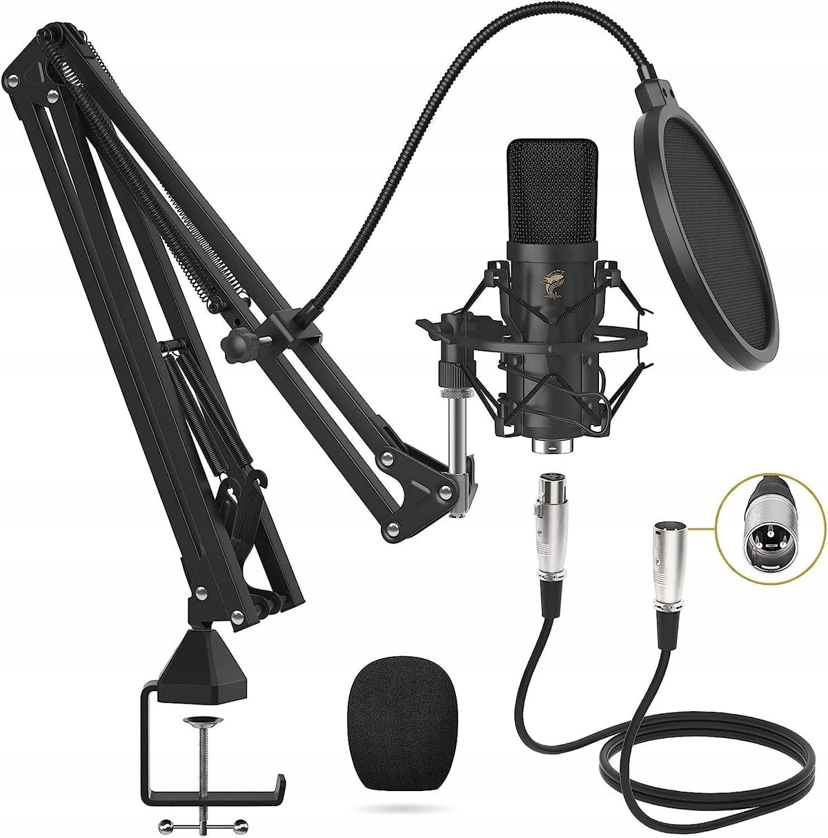 TONOR XLR microphone with T20 arm, spider, pop filter (TC20)