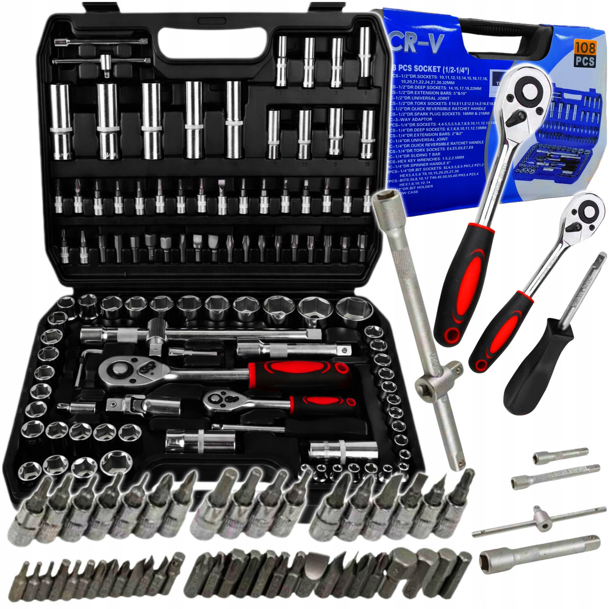 TOOL KIT 108el WRENCHES SOCKET WRENCHES 2 RATTLES SUITCASE TORX