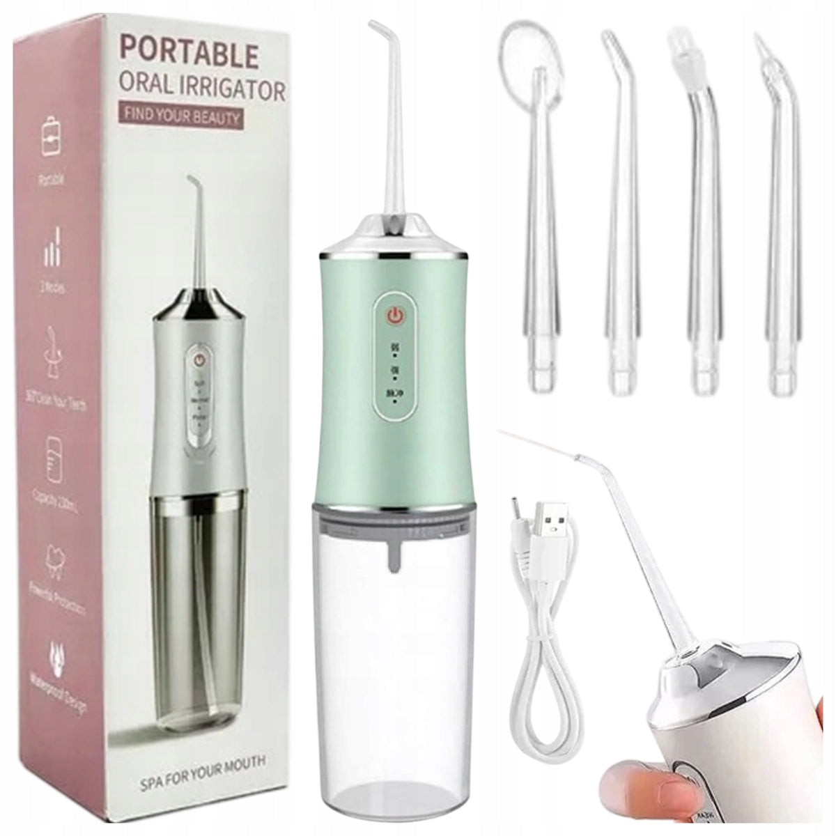 TOOTH IRRIGATOR WIRELESS DENTAL 360 4 NOZZLES FLOSSER USB