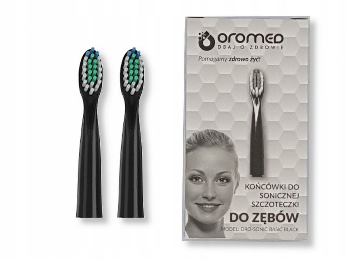 TOOTHBRUSH TIPS ORO-SONIC BASIC BLACK OROMED ORIGINAL 2 PIECES