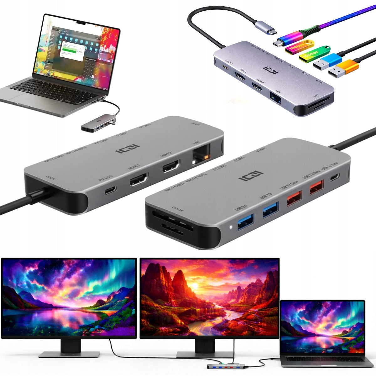 TOSHIBA HUB USB-C 2xHDMI PD LAPTOP DOCKING STATION DUAL MONITOR