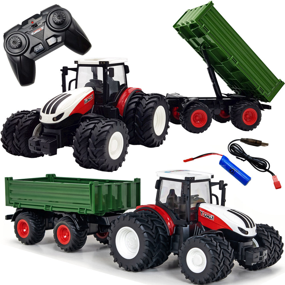 TRACTOR WITH TRAILER FOR CHILDREN BATTERY OPERATED GIFT BATTERY AND LED TOY