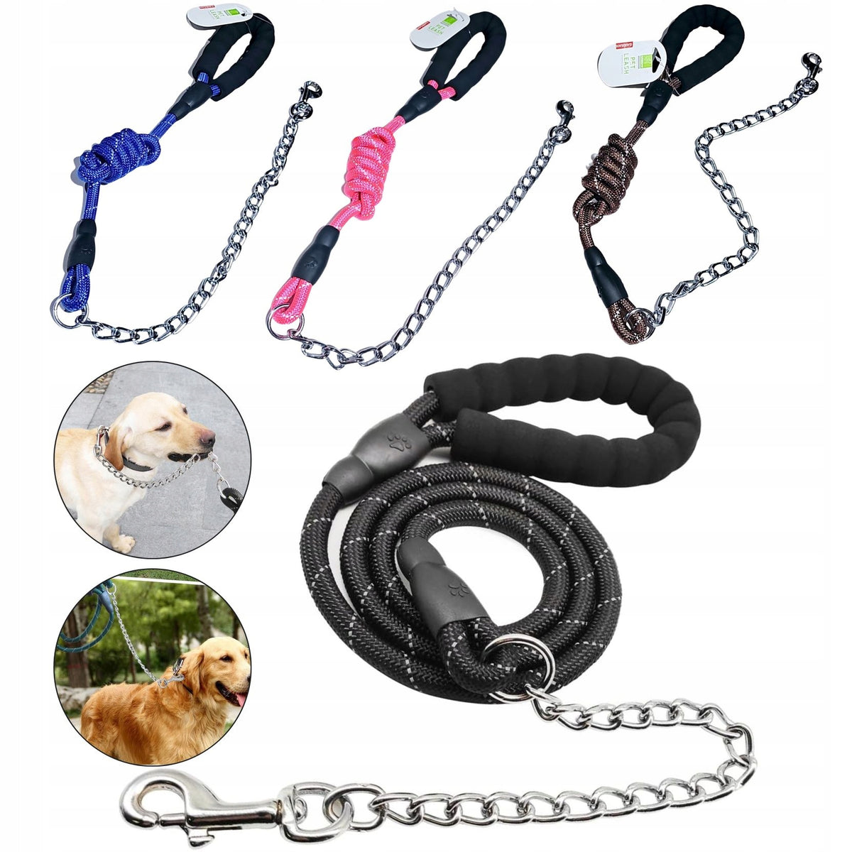 TRADITIONAL LEASH FOR LARGE DOG CHAIN STRONG THICK