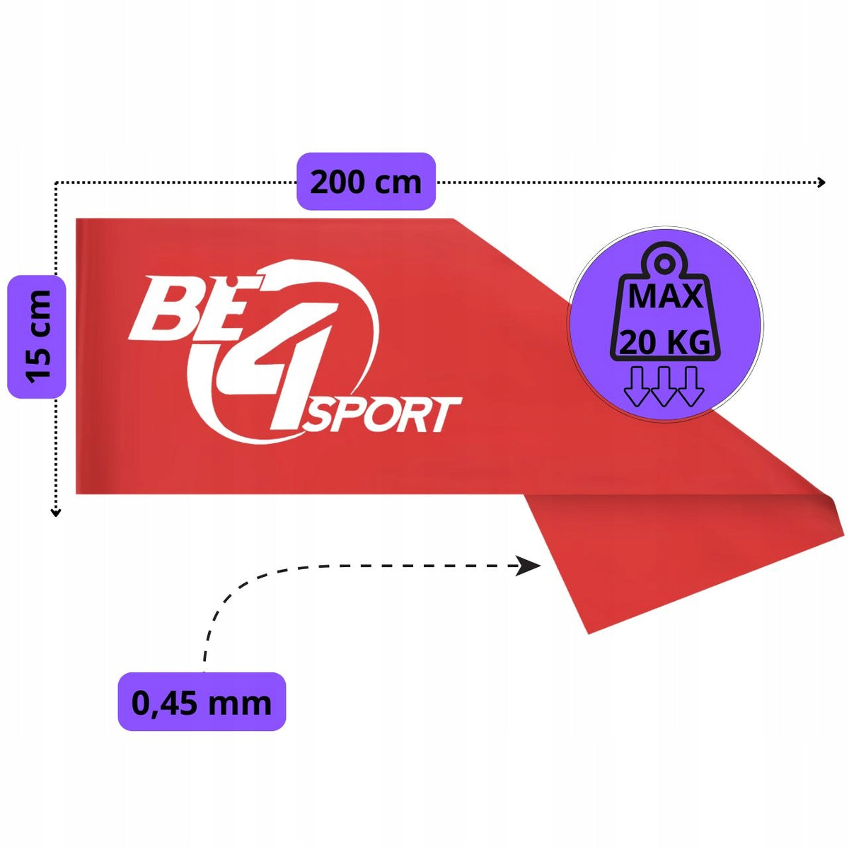 TRAINING EXERCISE TAPE FLAT BAND REHABILITATION RUBBER RESISTANCE 13-20 kg 4/5 Packaging status original