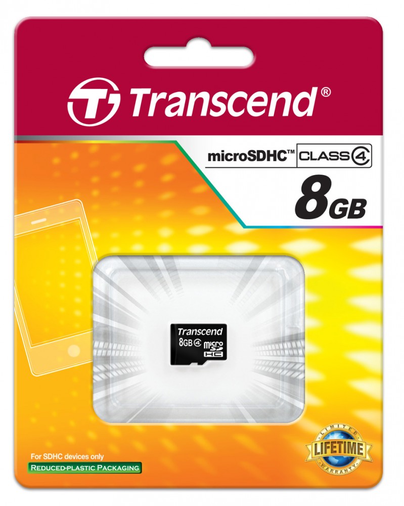 TRANSCEND 8 GB micro SD microSD SDHC Class 4 +a SD Model TS8GUSDC4