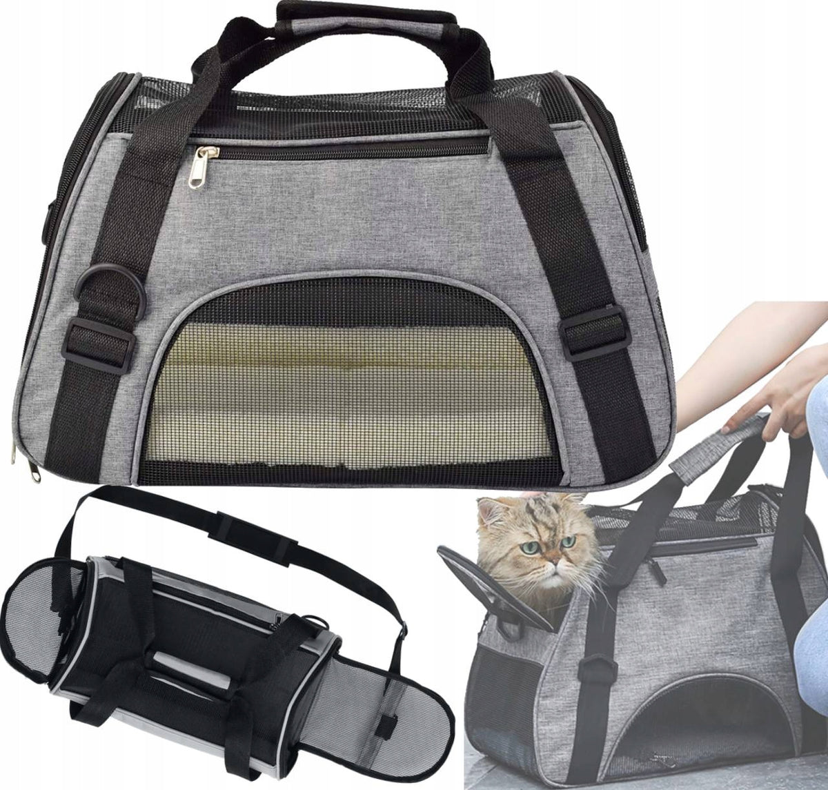 TRANSPORTER CARRY BAG FOR CAT DOG ANIMALS FOR AIRPLANE-Folding