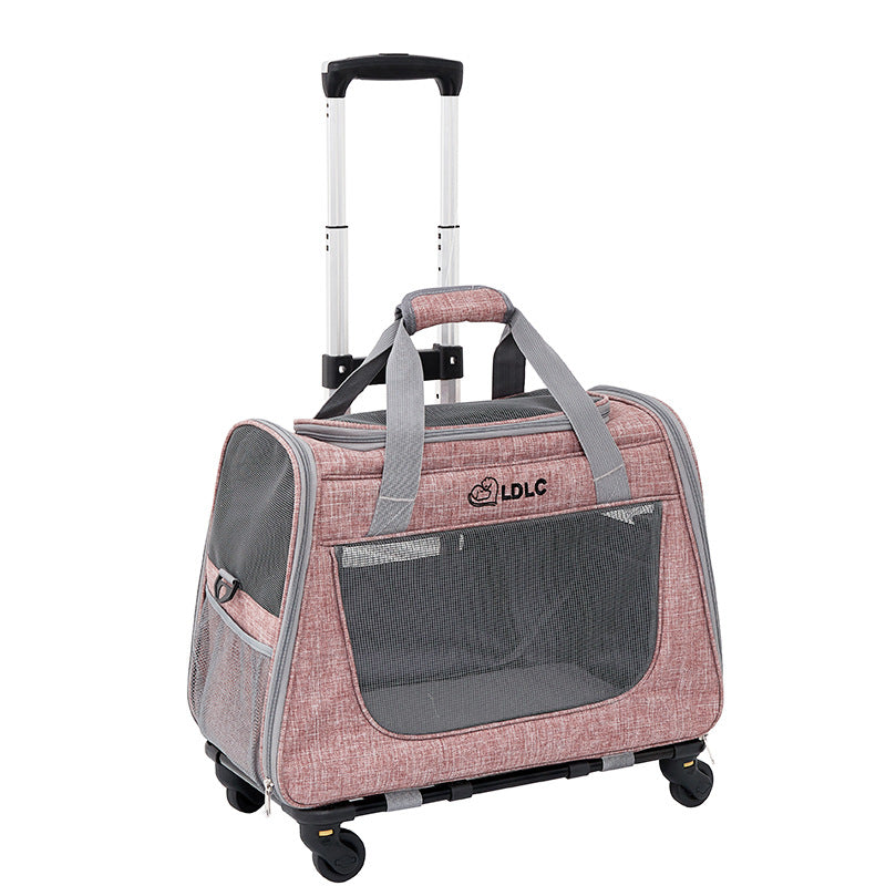 TRANSPORTER CAT DOG WHEELED BAG WITH HANDLE PINK