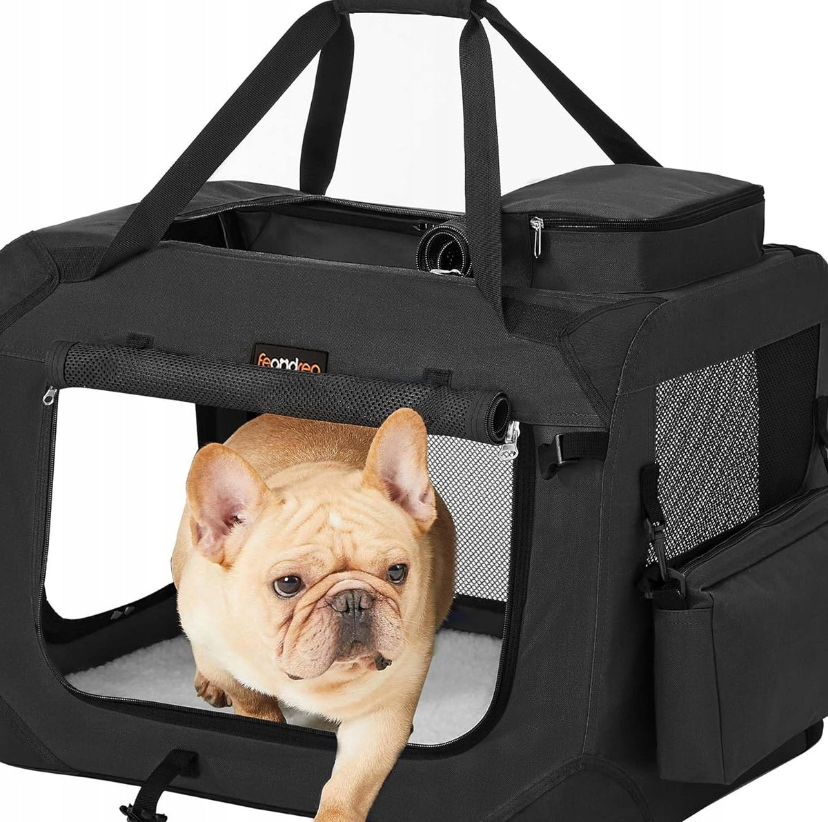 TRANSPORTER FOR DOG AND CAT FOLDING BREATHABLE 60x42x42 CM BLACK