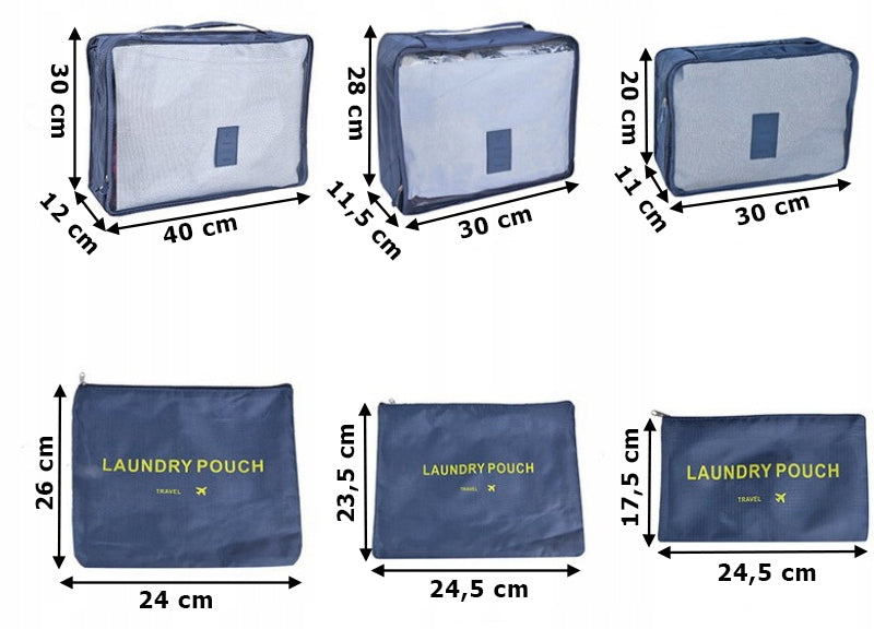 TRAVEL ORGANIZER CASE FOR SUITCASE CLOTHES CLOSET BAGS SET OF 6 Packaging status original