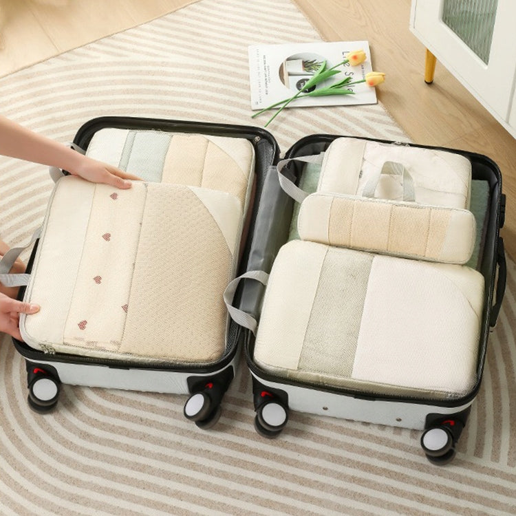 TRAVEL ORGANIZER FOR SUITCASE CLOTHES BEIGE SET OF 6 PCS FOR EASY PACKING Packaging status original