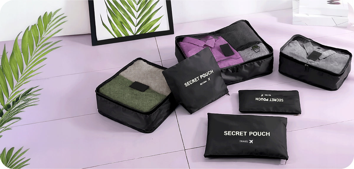 TRAVEL ORGANIZER FOR SUITCASE PACKING COMPRESSION CLOTHES BAGS SET OF 6PCS Manufacturer code ORGANIZER PODRÓŻNY KOMPRESYJNY