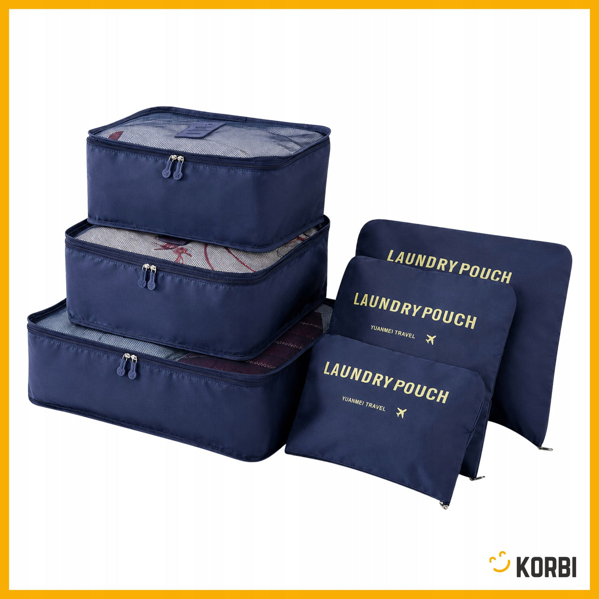 TRAVEL ORGANIZER KORBI SET OF TRAVEL BAGS FOR PACKING 6PCS Color blue