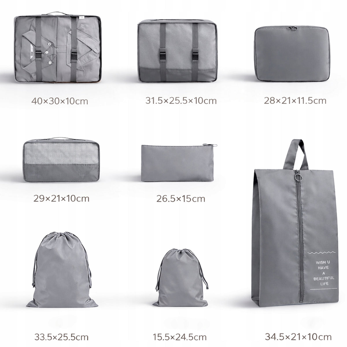 TRAVEL ORGANIZER SUITCASE SET WARDROBE BAGS UNIVERSAL SET 8PCS Manufacturer code MM446