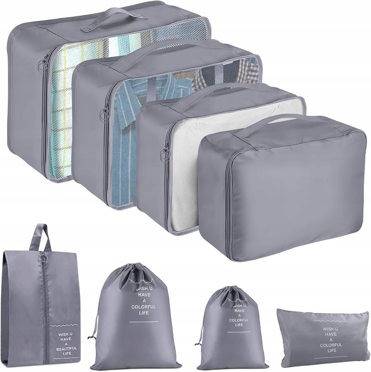 TRAVEL ORGANIZER SUITCASE SET WARDROBE BAGS UNIVERSAL SET 8PCS