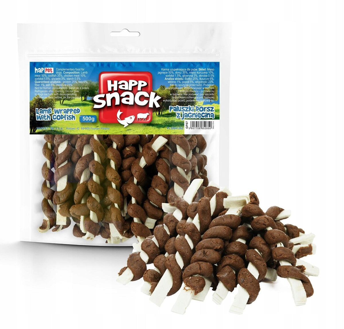 TREAT SNACK TREAT FOR DOG FINGERS COD WITH LAMB 500g