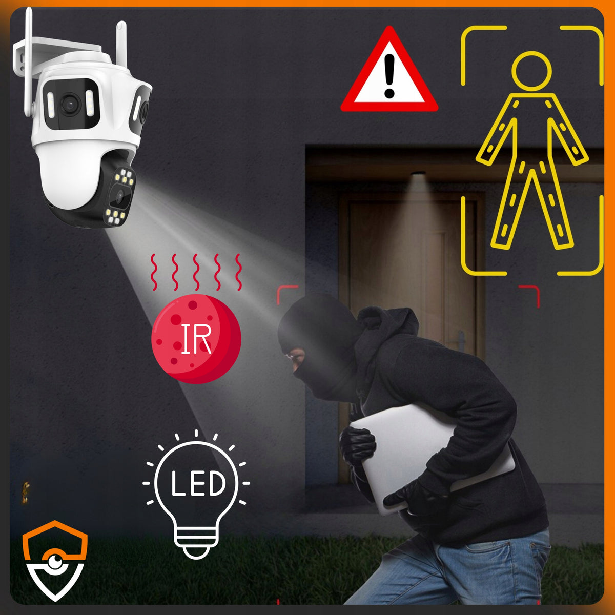 TRIPLE ROTARY CAMERA 6MPX WIFI OUTDOOR SMART IP DETECTION AUDIO ALARM Packaging status original