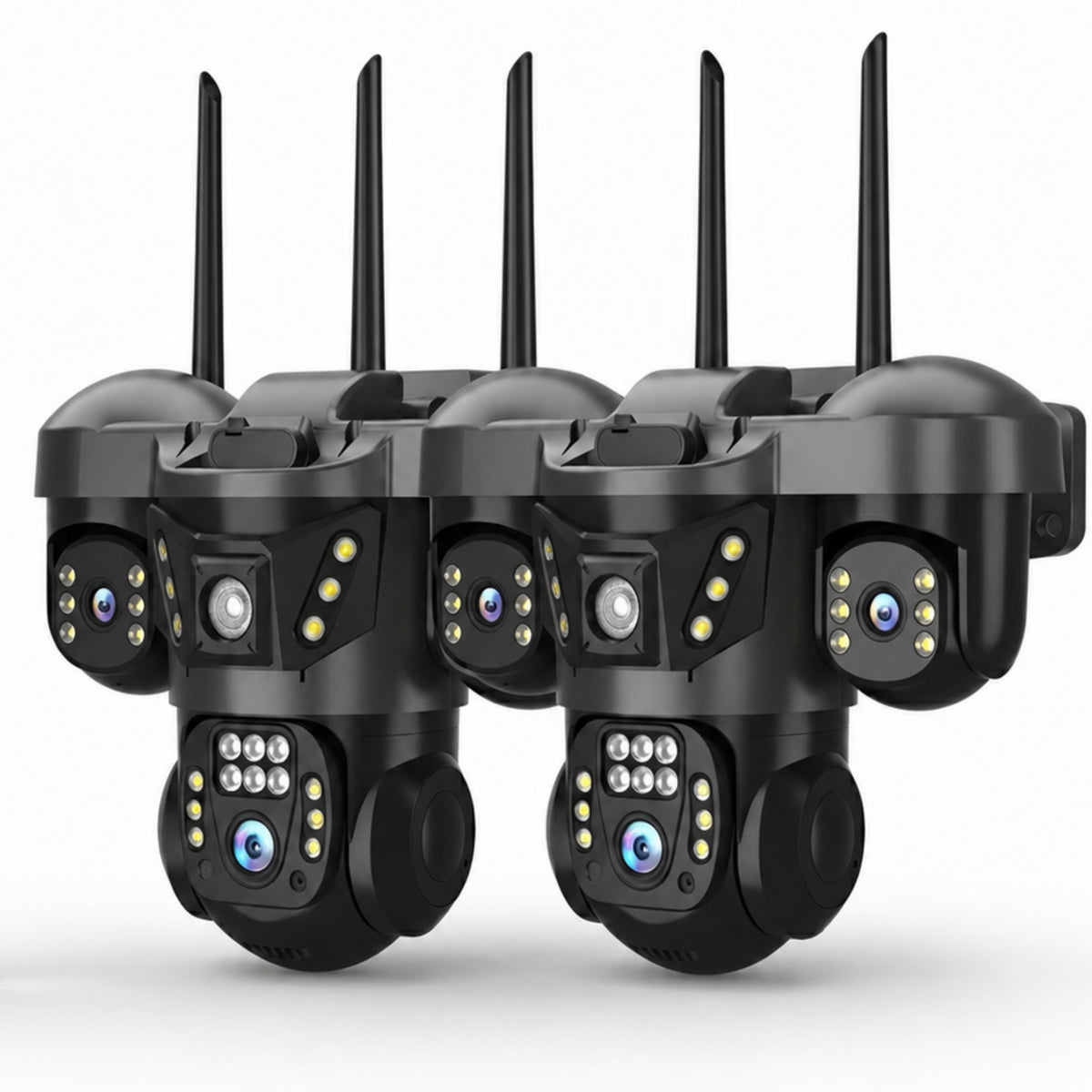 TRIPLE WIFI CAMERA OUTDOOR ROTATING 6MPX QUAD HD TRACKING MICROPHONE