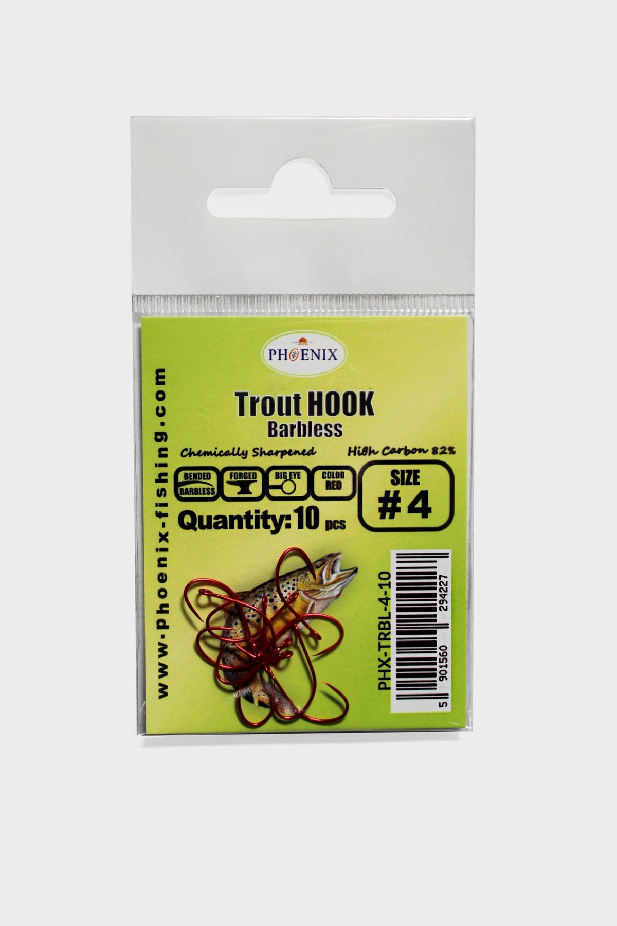 TROUT HOOK BARBLESS TRBL RED - #4