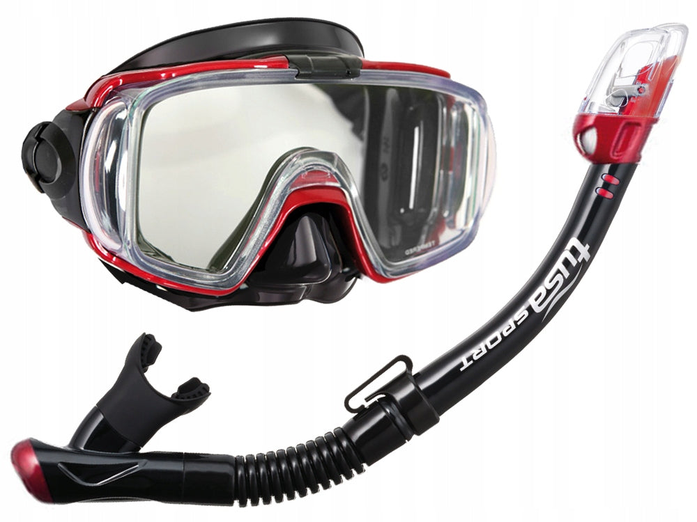 TUSA VISIO DIVING SET MASK PIPE RED