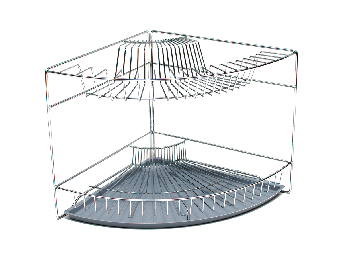 TWO-LEVEL CORNER CHROME-PLATED DISH DRYER