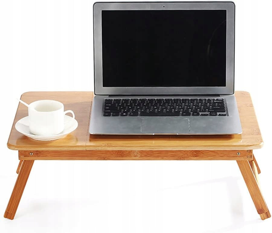 Table Laptop in Natural Bamboo Folding Color white