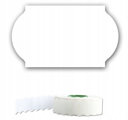 Tags, double row labels 26x16mm wavelet edge, white Packaging status original