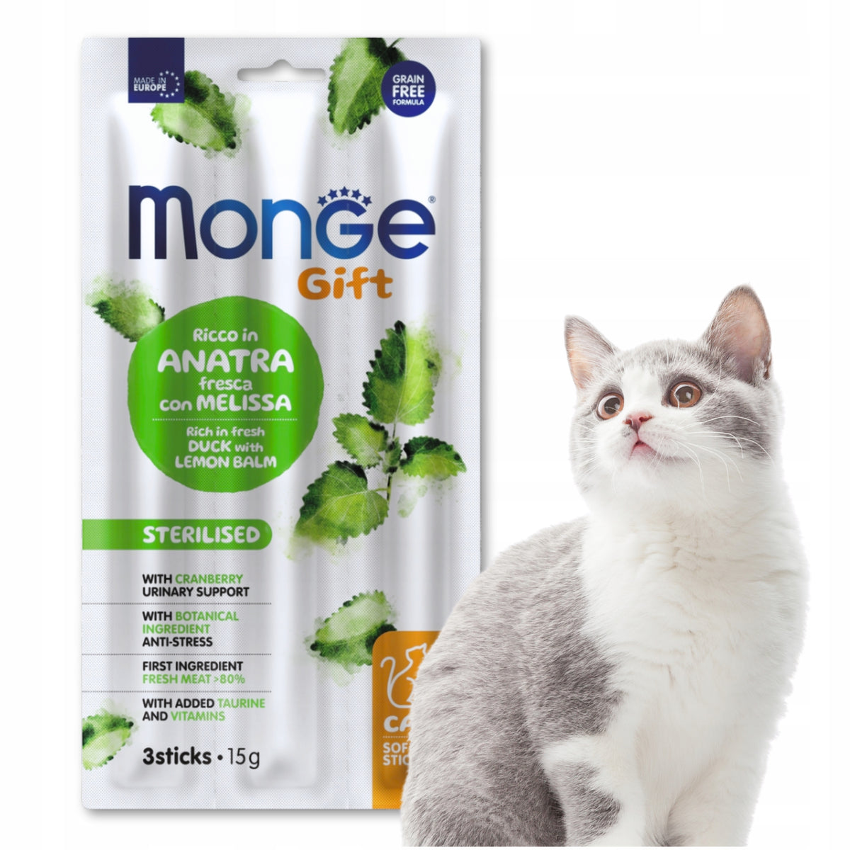 Taste Fingers For Sterilized Cat Monge Gift Sticks Duck Melissa