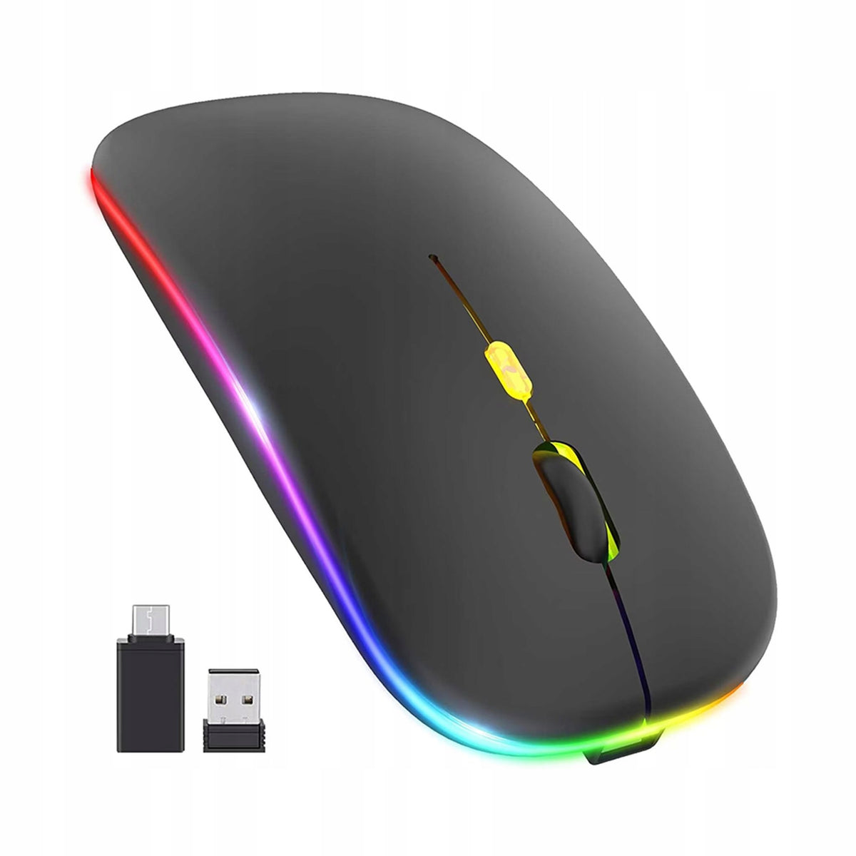 Techsuit - M1 Wireless Mouse - Black, Gaming with RGB LED
