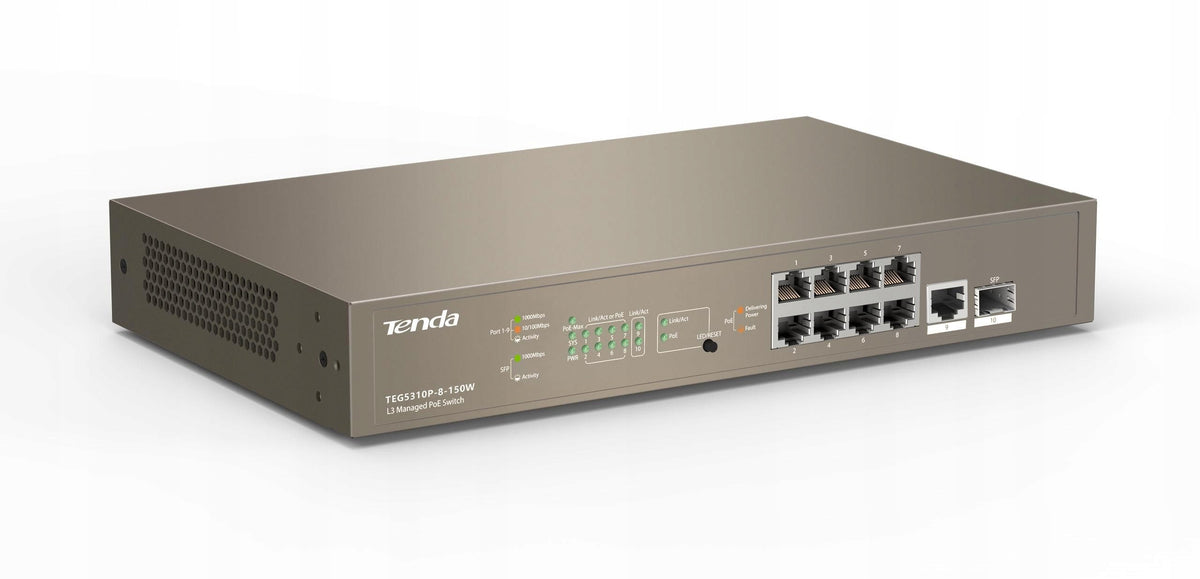 Tenda TEG5310P 8 150W PoE Switch Managed L3 8x PoE 1x SFP Manufacturer Tenda