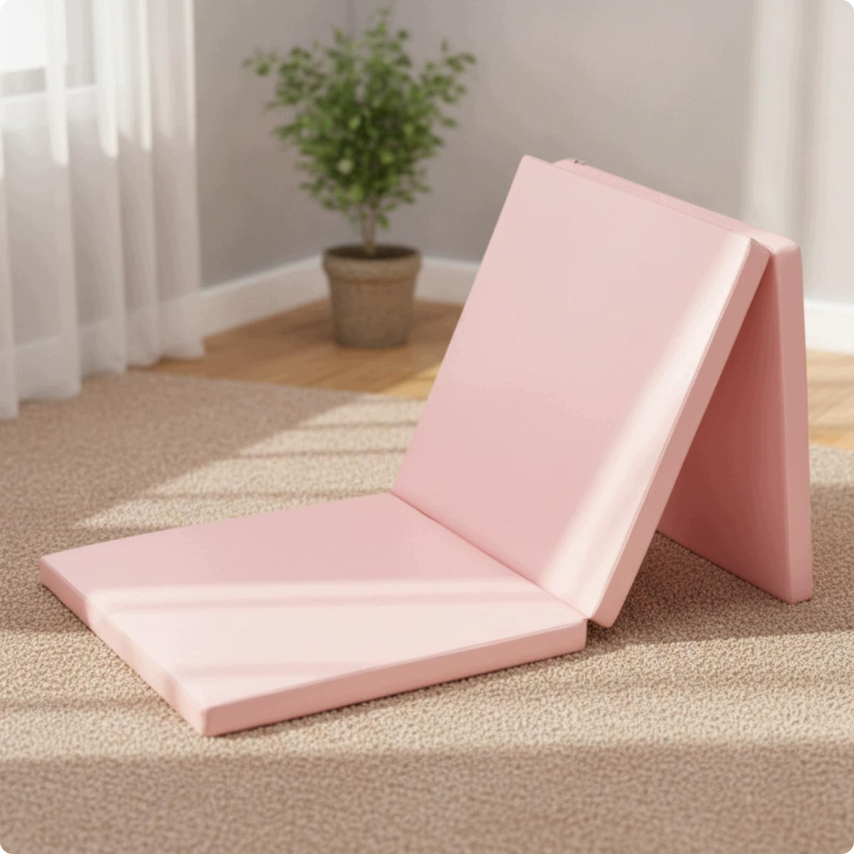 Thick Folding Exercise Mat for Home Gym Workout Tumbling Light Pink a