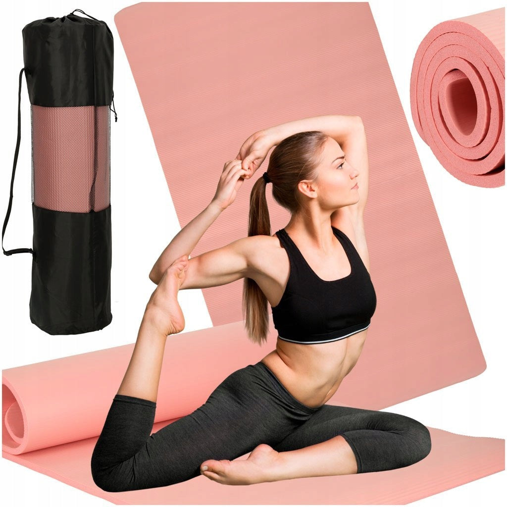 Thick exercise mat pink 185x80 cm