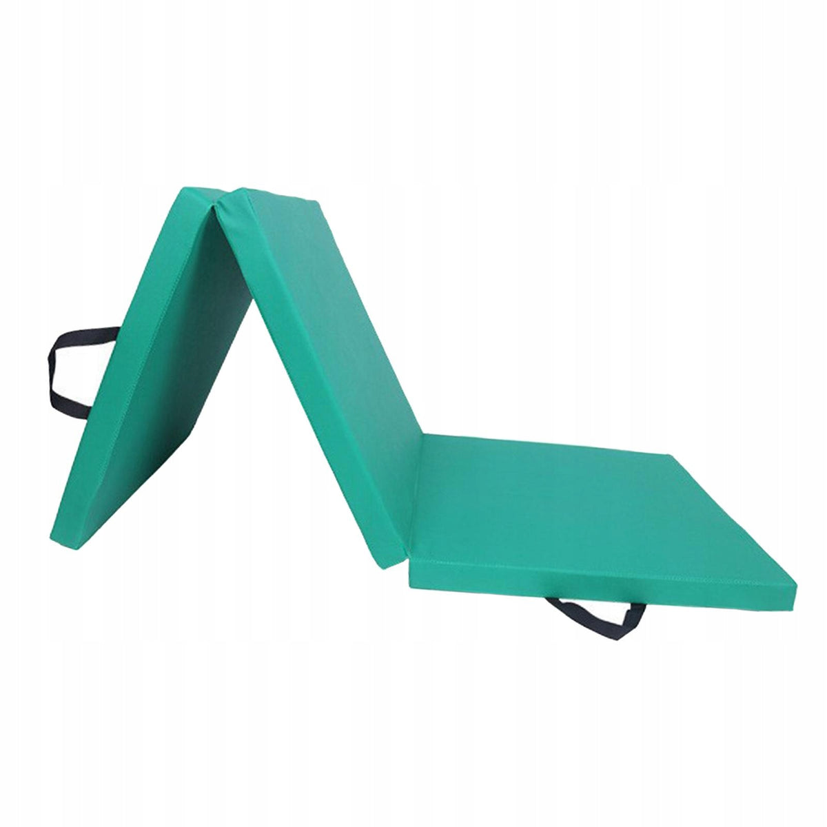 Three Fold Folding Thick Exercise Mat Floor Protection Green PU Leather
