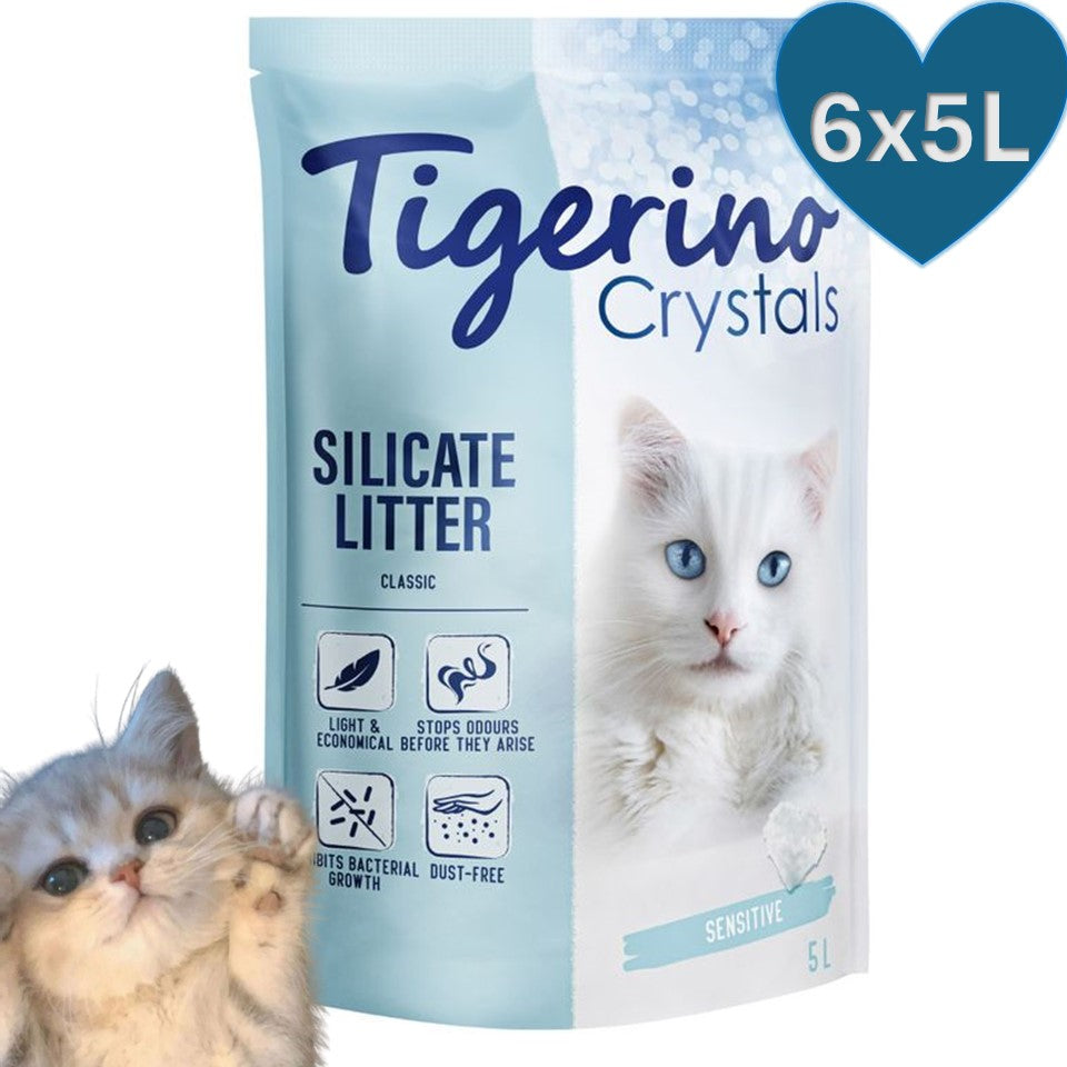 Tigerino Sensitive 6x5L | Unscented Cat Litter | High Absorbency