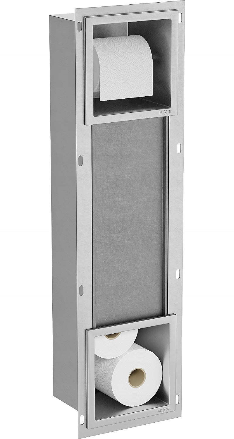Toilet paper holder with magazine Mexen X-Wall-BP stainless steel