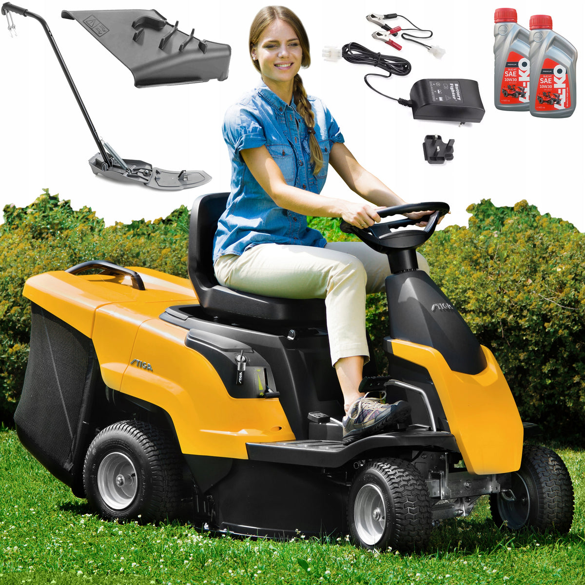 Tractor Lawn Mower Rider STIGA Combi 166 Hydrostat Basket 150L Mulching 66 cm