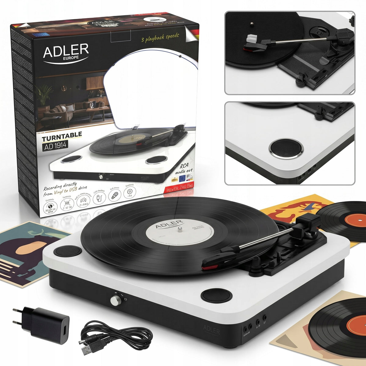 Turntable AUTOMATIC Recording from disc to USB Bluetooth 5.4 size. 7 10 12