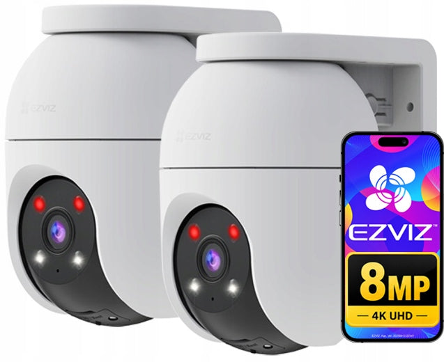 Two Cameras EZVIZ 8MPX C8c 4K Rotating External AI Detection Tracking