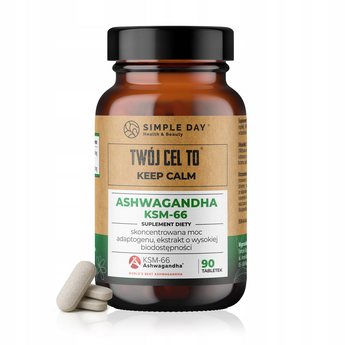 Twój Cel To ASHWAGANDHA KSM-66 Strong Extract for Nerves and Stress90 Tablets