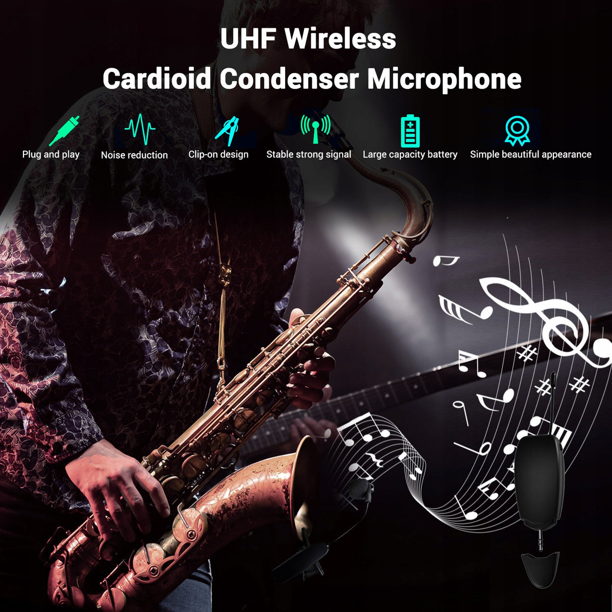 UHF Wireless Cardio Theft Microphone Music Microphone d