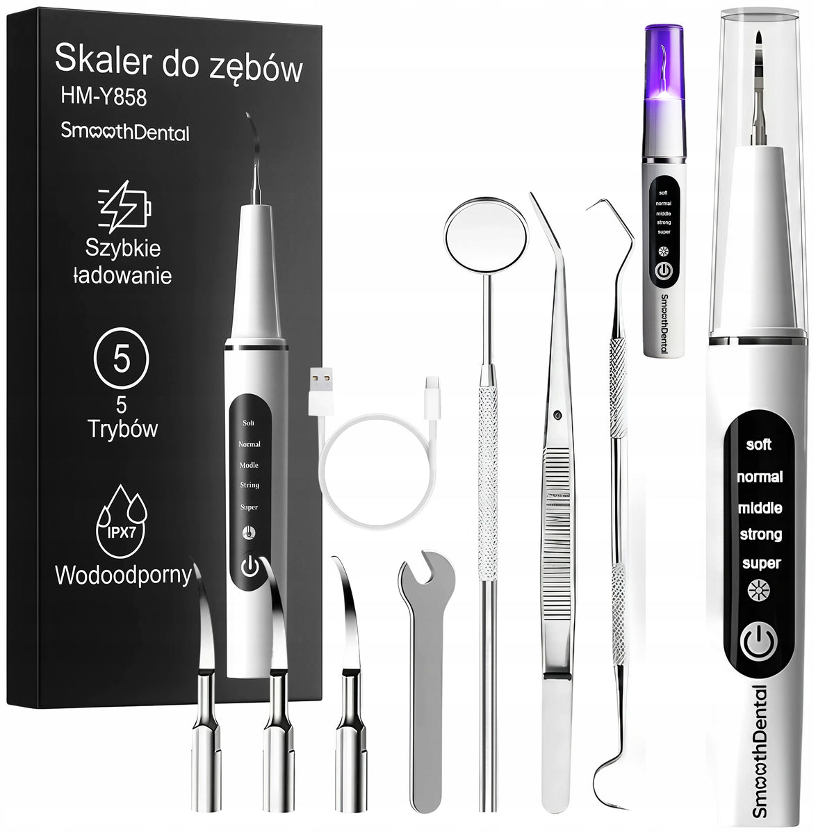 ULTRASONIC TOOTH SCALER DENTAL 5 MODES FOR SCALP REMOVAL