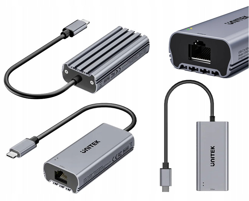 UNITEK U1343AGY01 Aluminum USB-C to RJ45 5Gbps Adapter LEDs