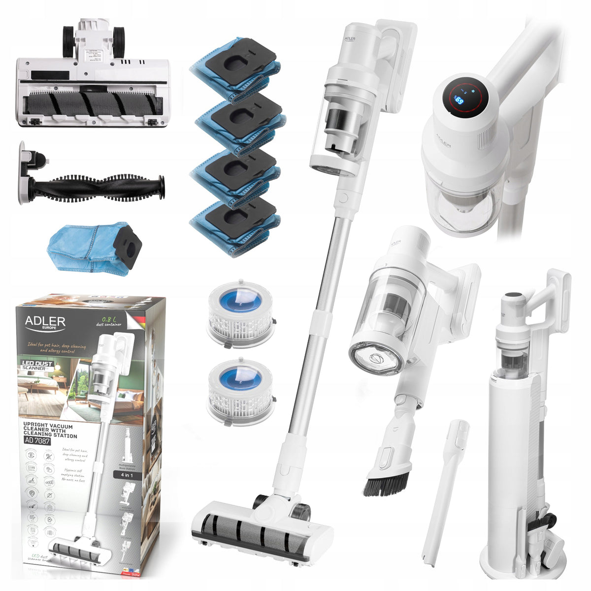 UPRIGHT VACUUM CLEANER CORDLESS HANDHELD BAGLESS SELF-CLEANING STATION