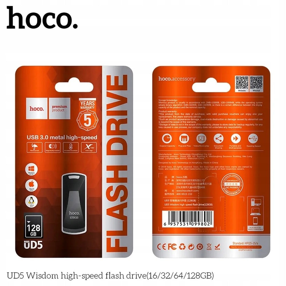 USB 128GB USB 3.0 (USB A) Hoco UD5 grey