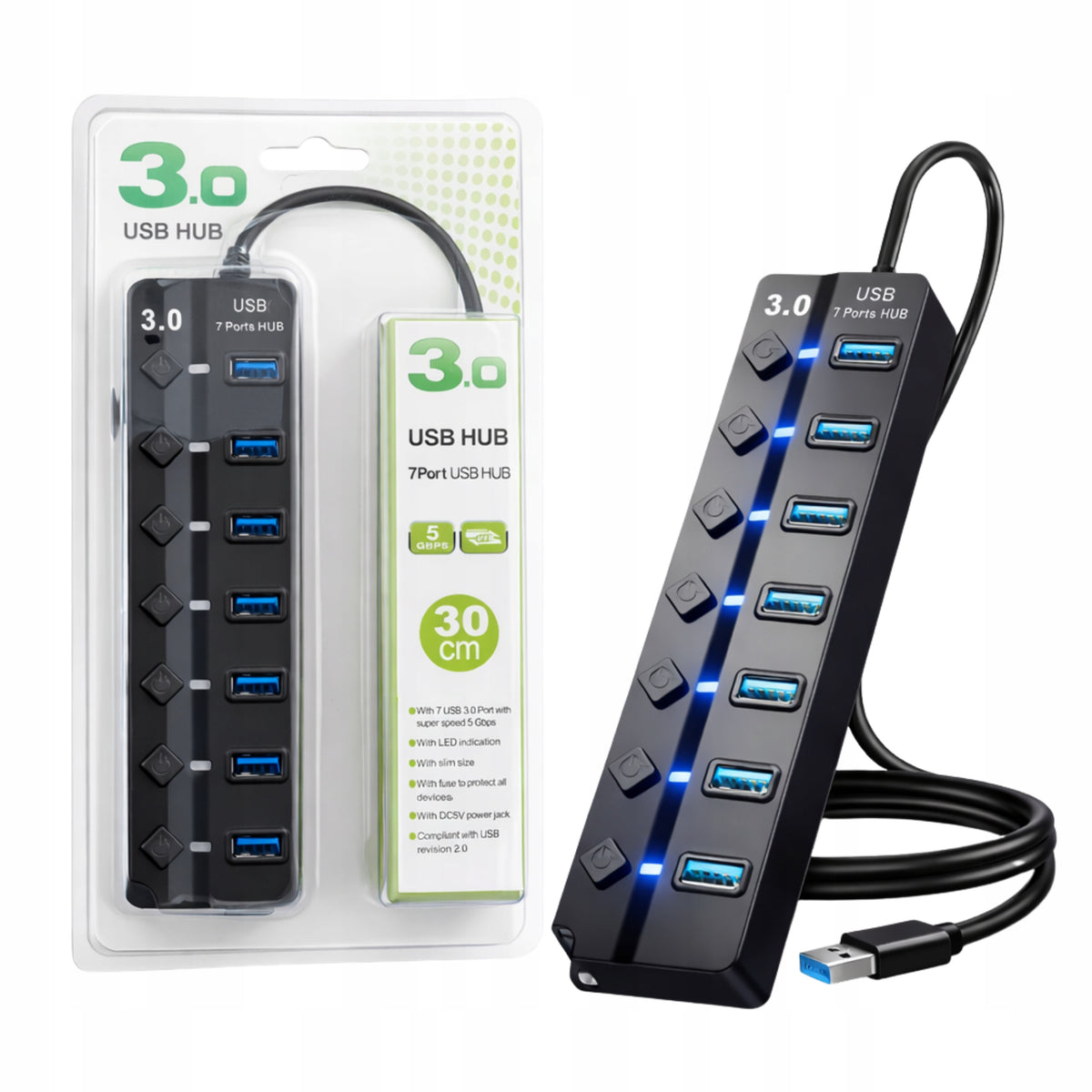 USB ADAPTER 3.0 HUB 7 PORTS USB SPLITTER 2.0
