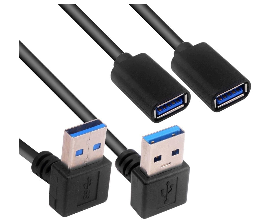 USB Adapter 3.0 90° Cable 30cm Up+Down 2pcs Extension Cable 5Gb/s