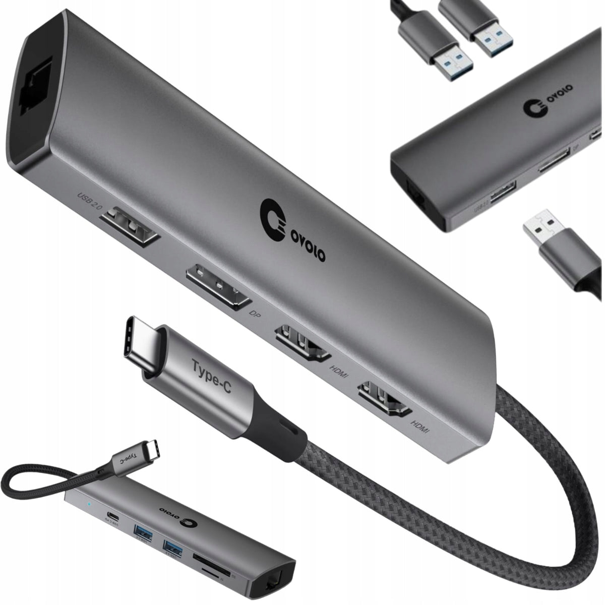 USB-C 2×HDMI / DisplayPort Docking Station for HP Notebook / Ultrabook